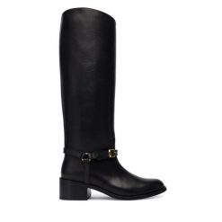 Oficerki Polo Ralph Lauren. Czarne kozaki Polo Ralph Lauren, bez obcasa, na płaskiej podeszwie, bez zapięcia. Za 3,799.00 zł.