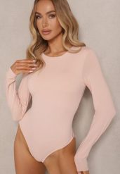Beżowe Body w Stylu Basic Sovfia. Brązowe body Renee, m, bez wzorów, z jeansu. Za 49.99 zł.