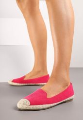 Fuksjowe Espadryle Ozdobione Plecionką Tiaziane. Czerwone espadryle Born2be, bez wzorów, bez obcasa, bez zapięcia. W wyprzedaży za 42.49 zł.