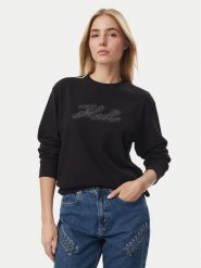 KARL LAGERFELD Bluza Rhinestone B4W20007 Czarny Relaxed Fit. Czarne bluzy KARL LAGERFELD, m, bez wzorów, z bawełny, bez kaptura. Za 649.99 zł.