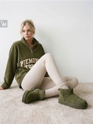 Śniegowce na platformie z imitacji zamszu - zielony. Zielone trapery i śniegowce Sinsay. Za 59.99 zł.