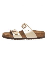 Birkenstock Klapki "Sydney" w kolorze kremowym rozmiar: 41. Brązowe klapki Birkenstock, bez wzorów, z otwartym noskiem, bez obcasa. Za 235.50 zł.
