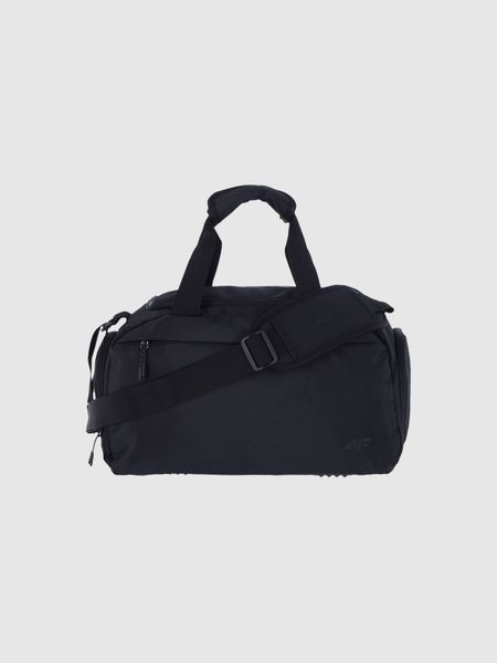 4F Torba sportowa (10 L) z kieszenią na obuwie - czarna Uniwersalny. Czarne torby na ramię 4f, bez wzorów, z syntetyku, eleganckie, na ramię, bez dodatków. W wyprzedaży za 99.99 zł.