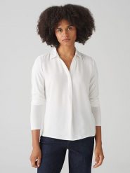 OPUS Bluzka w kolorze białym rozmiar: 44. Białe bluzki Opus, bez wzorów, bez kołnierzyka, bez ramiączek. Za 121.99 zł.