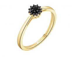 Pierścionek z żółtego złota z czarnymi diamentami - 0,06 ct - próba 585. Czarne pierścionki Apart, z diamentem, złote. Za 1,859.00 zł.