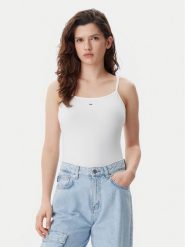 Tommy Jeans Top Essential DW0DW20675 Écru Slim Fit. Topy Tommy Jeans, xl, bez wzorów, z bawełny, bez kołnierzyka, bez ramiączek. Za 69.99 zł.