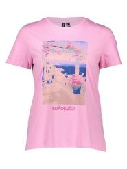 Vero Moda Koszulka w kolorze jasnoróżowym rozmiar: S. Różowe bluzki Vero Moda, s, bez wzorów, z bawełny, bez kołnierzyka, bez ramiączek. Za 43.99 zł.