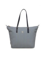 Tommy Hilfiger Torebka Poppy Summer Tote AW0AW17203 Granatowy. Niebieskie shopper TOMMY HILFIGER, bez wzorów, z materiału, bez dodatków. Za 259.99 zł.