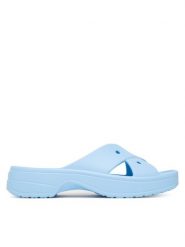 Crocs Klapki Classic Women's Cross Strap 210840 Niebieski. Niebieskie klapki Crocs, bez wzorów, z tworzywa sztucznego, bez obcasa. Za 179.99 zł.