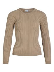 Vila Koszulka "Mullie" w kolorze beżowym rozmiar: XS. Brązowe bluzki Vila, xs, bez wzorów, z bawełny, bez kołnierzyka, bez ramiączek. Za 43.99 zł.