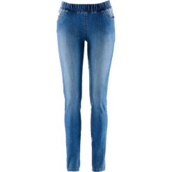 Wygodne jegginsy ze stretchem bonprix średni niebieski. Niebieskie jeansy bonprix, bez wzorów. Za 74.99 zł.