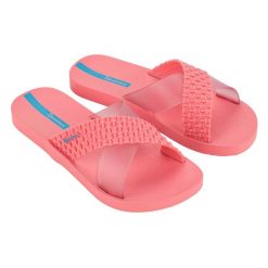 Klapki damskie Ipanema Sense Slide. Czerwone klapki Ipanema, bez wzorów, bez obcasa. Za 79.99 zł.