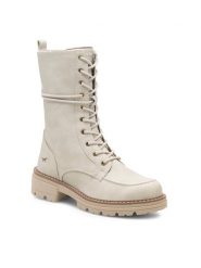 Mustang Botki 1437-503 Biały. Białe botki Mustang, bez wzorów, z materiału, bez obcasa, na płaskiej podeszwie, bez zapięcia. Za 399.99 zł.