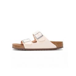 Klapki damskie Birkenstock Arizona Vegan BF. Brązowe klapki Birkenstock, bez wzorów, z materiału, bez obcasa. Za 493.00 zł.