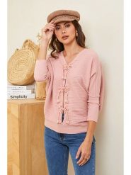 Soft Cashmere Sweter w kolorze jasnoróżowym rozmiar: 38/40. Różowe swetry Soft Cashmere, z aplikacjami, bez ramiączek. Za 133.89 zł.