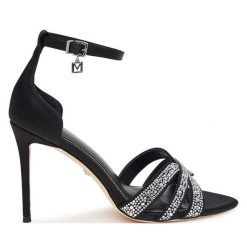 Sandały Marciano Guess. Czarne sandały Marciano Guess, z aplikacjami, bez obcasa, na szpilce, bez zapięcia. Za 989.99 zł.
