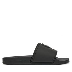 Klapki KARL LAGERFELD. Czarne klapki KARL LAGERFELD, bez wzorów, bez obcasa. Za 279.99 zł.