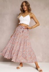 Czerwona Rozkloszowana Spódnica Maxi z Wiskozy z Gumką w Talii Tailana. Czerwone spódnice Renee, na co dzień, xl, bez wzorów, z materiału, maxi, proste. Za 44.99 zł.