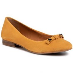Lasocki RST-035-01 Żółty. Żółte baleriny Lasocki, bez wzorów, ze skóry, bez obcasa. Za 149.99 zł.