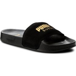 Klapki PUMA - Leadcat Suede 365758 01 Puma Black/Puma Team Gold. Czarne klapki Puma, bez wzorów, z materiału, bez obcasa. W wyprzedaży za 139.99 zł.