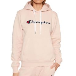 Bluza sportowa damska Champion Wmns Organic Cotton Blend Script Logo Hoodie. Czerwone bluzy Champion, xs, bez wzorów, z kapturem. Za 271.00 zł.