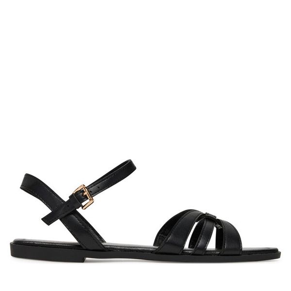 Sandały JENNY. Czarne sandały Jenny, bez wzorów, bez obcasa, na płaskiej podeszwie, bez zapięcia. Za 159.99 zł.