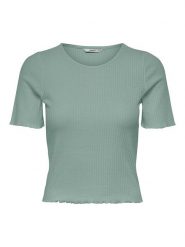 ONLY Koszulka "Emma" w kolorze zielonym rozmiar: XS. Zielone bluzki Only, xs, bez wzorów, bez kołnierzyka, bez ramiączek. Za 48.62 zł.