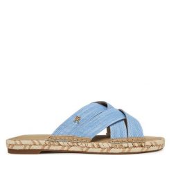 Klapki Tommy Hilfiger. Niebieskie klapki TOMMY HILFIGER, bez wzorów, bez obcasa. Za 179.99 zł.