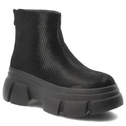 Czarne Botki S.Barski Modne Buty Damskie. Czarne botki S.BARSKI, na zimę, bez wzorów, z jeansu, bez obcasa, na platformie, bez zapięcia. Za 288.99 zł.
