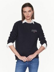 Tommy Hilfiger Bluza UW0UW04521 Granatowy Regular Fit. Niebieskie bluzy TOMMY HILFIGER, l, bez wzorów, z bawełny, bez kaptura. Za 299.99 zł.