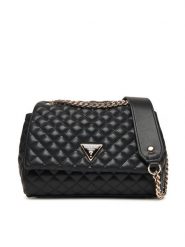 Guess Torebka Everlee HWQG86 79210 Czarny. Czarne torebki klasyczne Guess, z aplikacjami, ze skóry, bez dodatków. Za 639.99 zł.