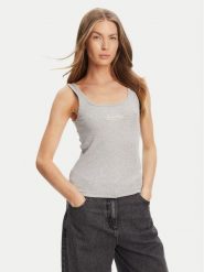 Guess Jeans Top W5YP35 KA0H1 Szary Regular Fit. Szare topy Guess Jeans, xxl, z aplikacjami, z bawełny, bez kołnierzyka, bez ramiączek. Za 129.99 zł.