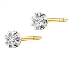 Kolczyki z żółtego złota z brylantami - 0,06 ct - próba 585. Żółte kolczyki Apart, z brylantem, złote. Za 1,459.00 zł.