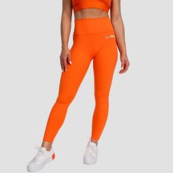 Legginsy damskie fitness z wysokim stanem pomarańczowe Limitless. Brązowe legginsy GYMBEAM, m, bez wzorów, z elastanu, z podwyższonym stanem. Za 112.90 zł.
