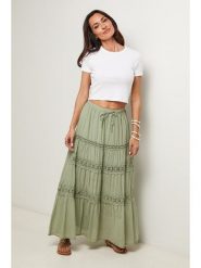 Le Monde du Lin Spódnica w kolorze oliwkowym rozmiar: 36/38. Brązowe spódnice Le Monde du Lin, bez wzorów, z bawełny, maxi. Za 130.99 zł.
