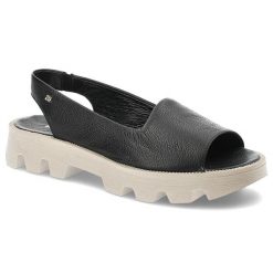 Czarne Sandały Karino Stylowe Obuwie Damskie. Czarne sandały Karino, z aplikacjami, ze skóry, eleganckie, bez obcasa, bez zapięcia. Za 389.00 zł.