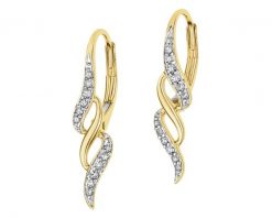 Kolczyki z żółtego złota z diamentami - 0,10 ct - próba 585. Żółte kolczyki Apart, z diamentem, złote. Za 2,390.00 zł.