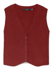 Vero Moda Top dzianinowy w kolorze bordowym rozmiar: M. Czerwone topy Vero Moda, m, bez wzorów, z dzianiny, bez kołnierzyka, bez ramiączek. Za 87.45 zł.