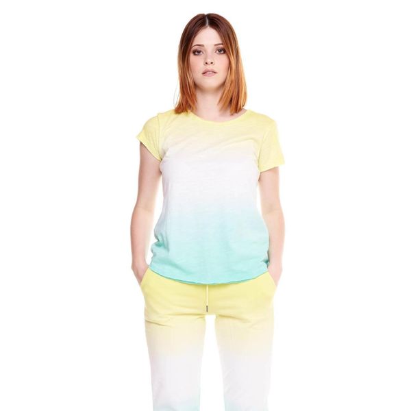 Damski t-shirt Silence Work w kolorze tie-dye. Zielone t-shirty LEONE 1947 APPAREL, l, bez wzorów, z tkaniny, bez kołnierzyka, bez ramiączek. W wyprzedaży za 98.90 zł.