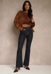Niebieskie Jeansy Flare High Waist Salinnava. Niebieskie jeansy Renee, l, bez wzorów, z podwyższonym stanem. Za 99.99 zł.