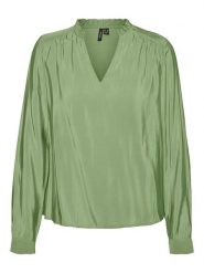 Vero Moda Bluzka "Bell" w kolorze zielonym rozmiar: XS. Zielone bluzki Vero Moda, xs, bez wzorów, z satyny, bez kołnierzyka, bez ramiączek. Za 37.38 zł.