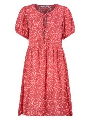 Sublevel Sukienka w kolorze czerwono-białym rozmiar: M. Czerwone sukienki Sublevel, m, bez wzorów, z wiskozy, bez kołnierzyka, bez ramiączek, midi. Za 104.99 zł.