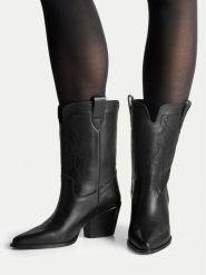 Badura Botki 222FW92 Czarny. Czarne botki Badura, bez wzorów, ze skóry, bez obcasa, na słupku, bez zapięcia. Za 449.99 zł.