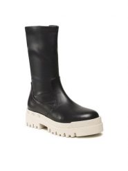 Badura Botki 3040 Czarny. Czarne botki Badura, bez wzorów, ze skóry, bez obcasa, na płaskiej podeszwie, bez zapięcia. Za 399.99 zł.