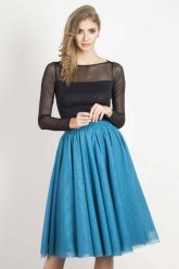 Niebieska Zwiewna Tiulowa Spódnica do Kolan. Niebieskie spódnice Wow Point, s, bez wzorów, z materiału, midi. Za 249.90 zł.