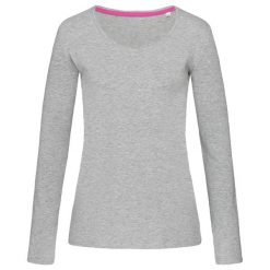 Damska Koszulka Z Długim Rękawem Z Wrzosowego Streczu. Szare bluzki STEDMAN, bez wzorów, casualowe, bez kołnierzyka, bez ramiączek. Za 97.99 zł.