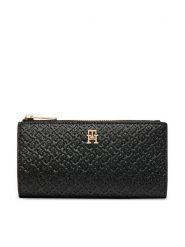 Tommy Hilfiger Portfel Th Icon Long Bifold Mono AW0AW18989 Czarny. Czarne portfele TOMMY HILFIGER, bez wzorów, ze skóry. Za 289.99 zł.