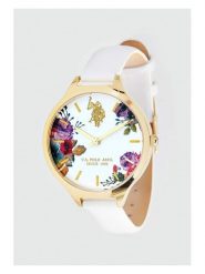 U.S. Polo Assn. Zegarek kwarcowy w kolorze złoto-białym ze wzorem rozmiar: onesize. Białe, analogowe zegarki U.S. Polo Assn., metalowe. Za 173.99 zł.