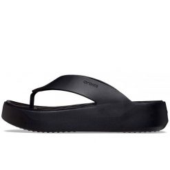 Klapki Crocs Getaway Platform Flip W Damskie. Czarne klapki Crocs, bez wzorów, z materiału, bez obcasa, na koturnie. Za 297.99 zł.