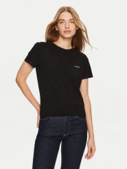 Guess T-Shirt V4BI04 KCBF1 Czarny Slim Fit. Czarne t-shirty Guess, s, z aplikacjami, z bawełny, bez kołnierzyka, bez ramiączek. Za 99.99 zł.